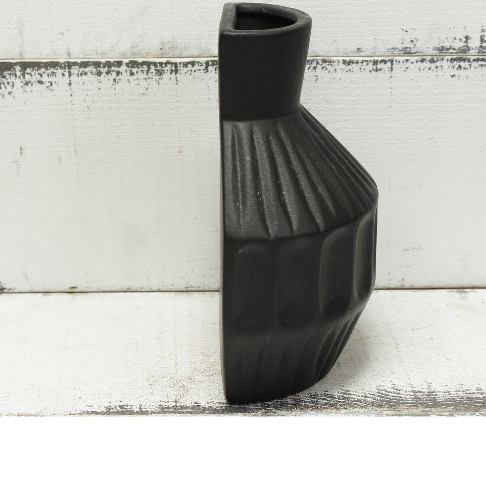 Contemporary Black Potter Half Vase 7.5"