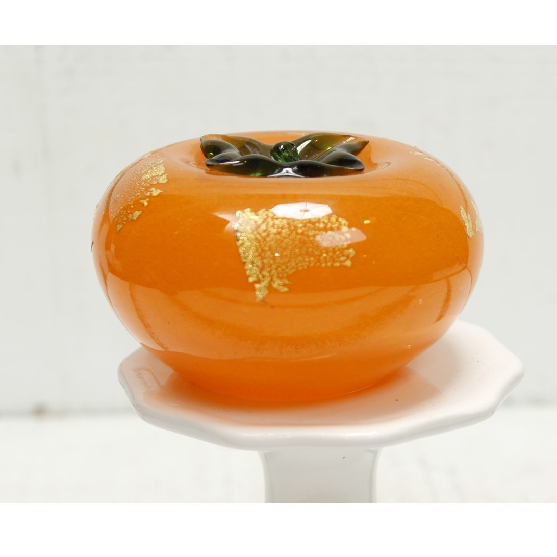 Tai HWA Persimmon Fruit Art Glass Paperweight