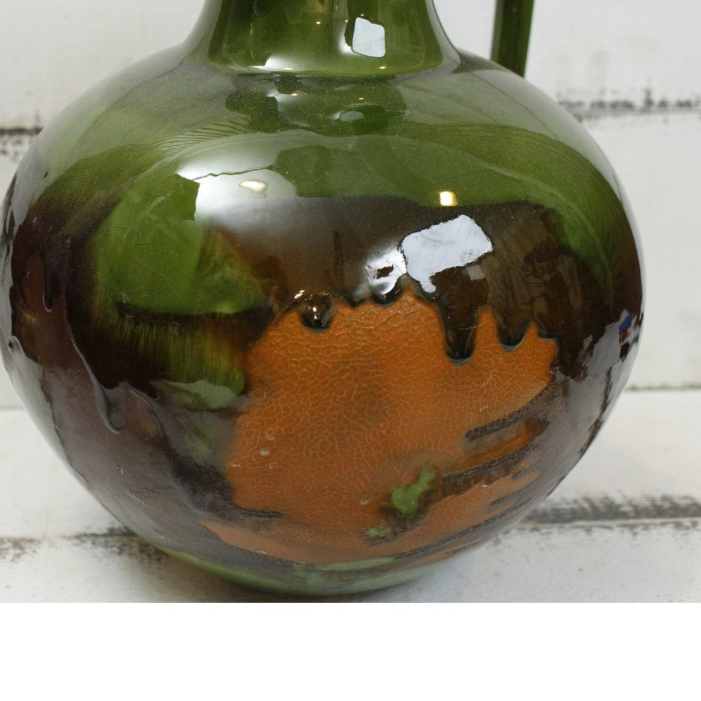 Royal Haeger Vintage Earth Wrap Green Orange Brown Pottery Pitcher