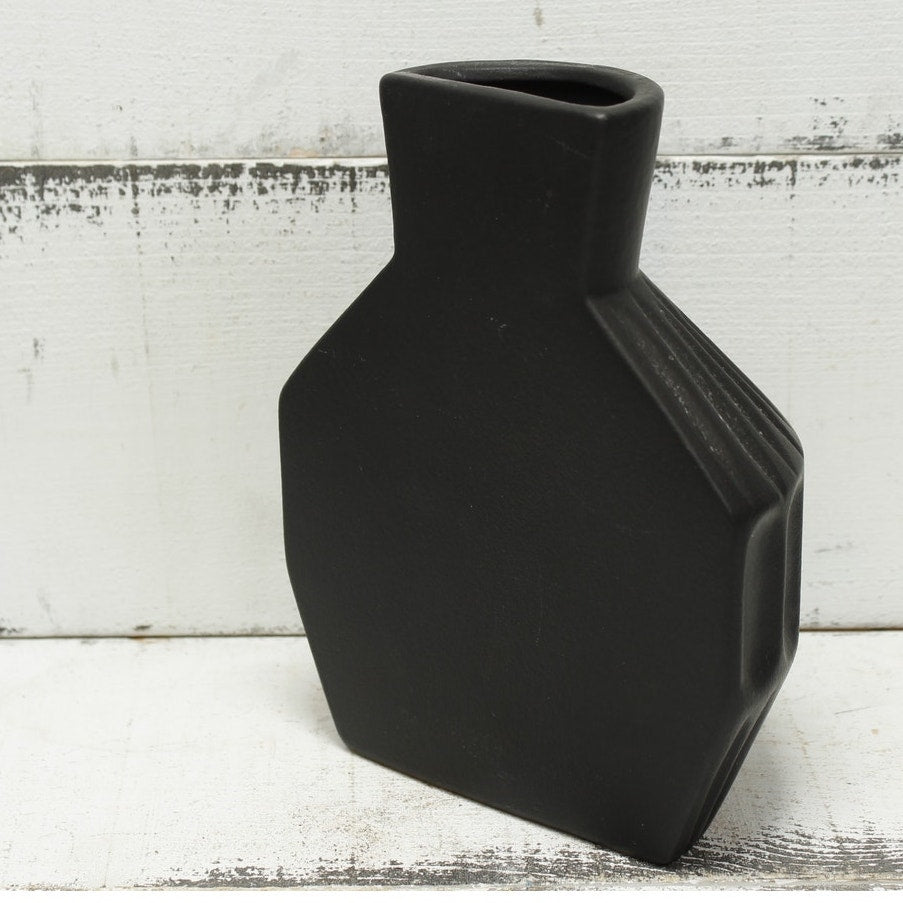 Contemporary Black Potter Half Vase 7.5"