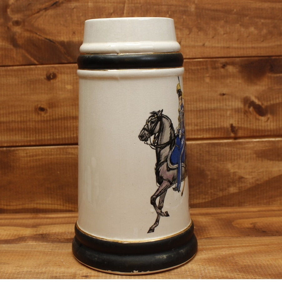 Beer Stein Napoleonic Cavalry Man on Horse Japan Vintage
