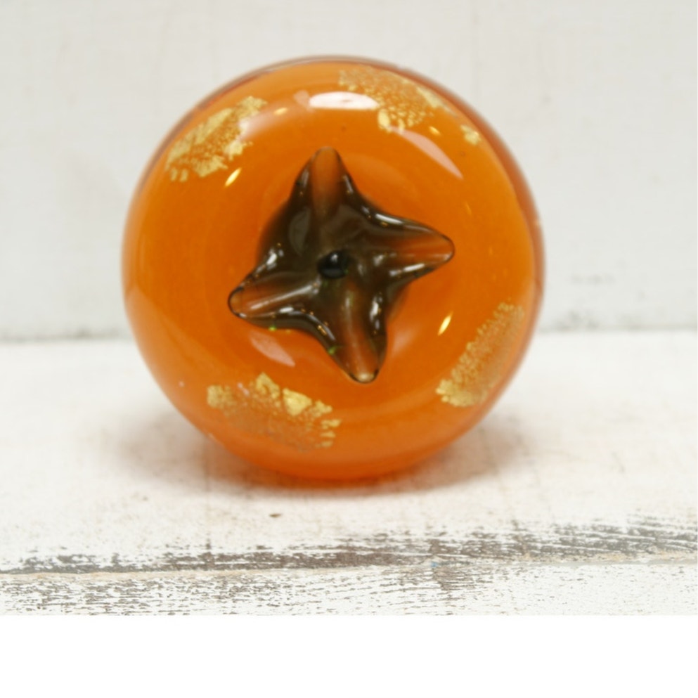 Tai HWA Persimmon Fruit Art Glass Paperweight
