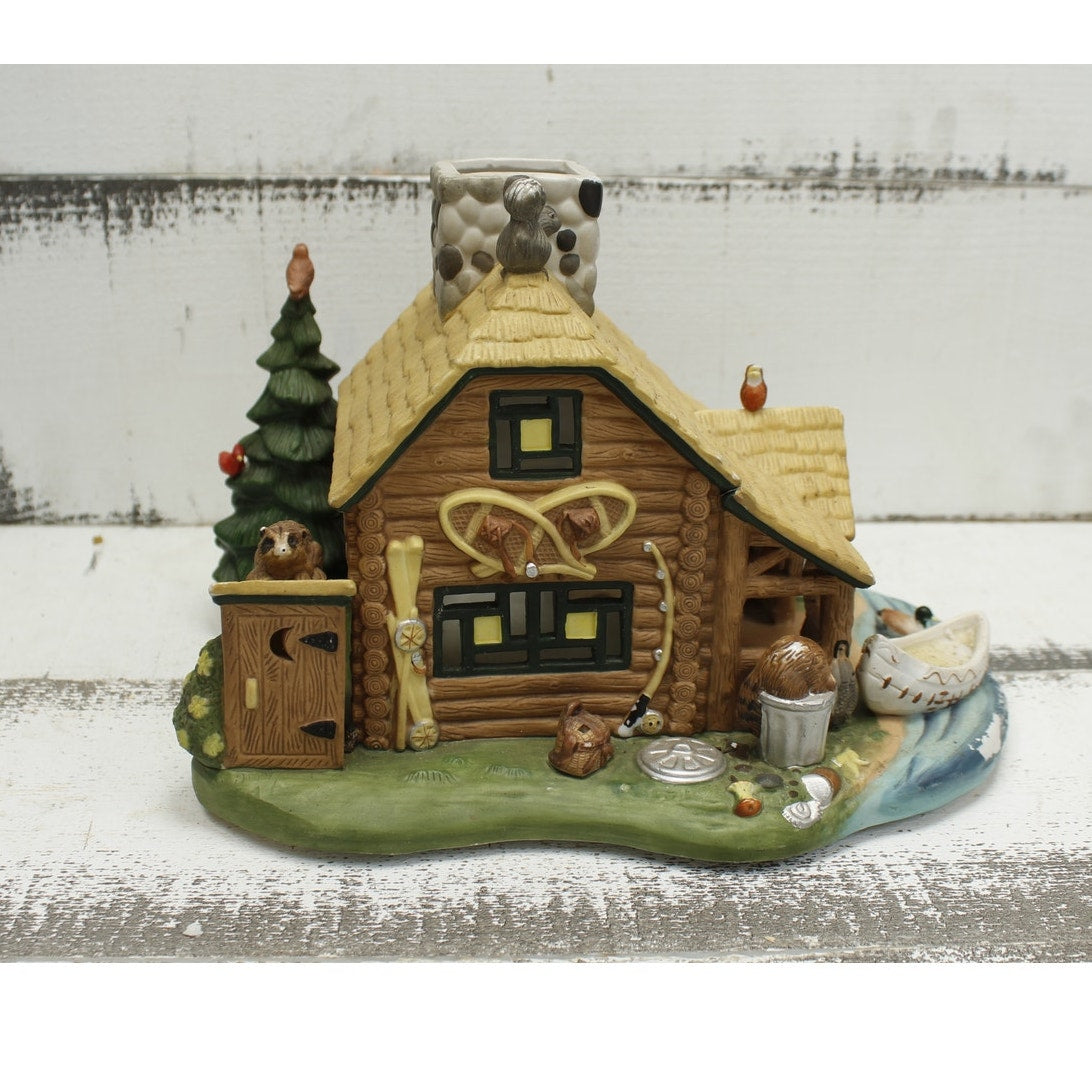 Partylite Cabin/Gone Fishing Tealight House Vintage 90s Retired