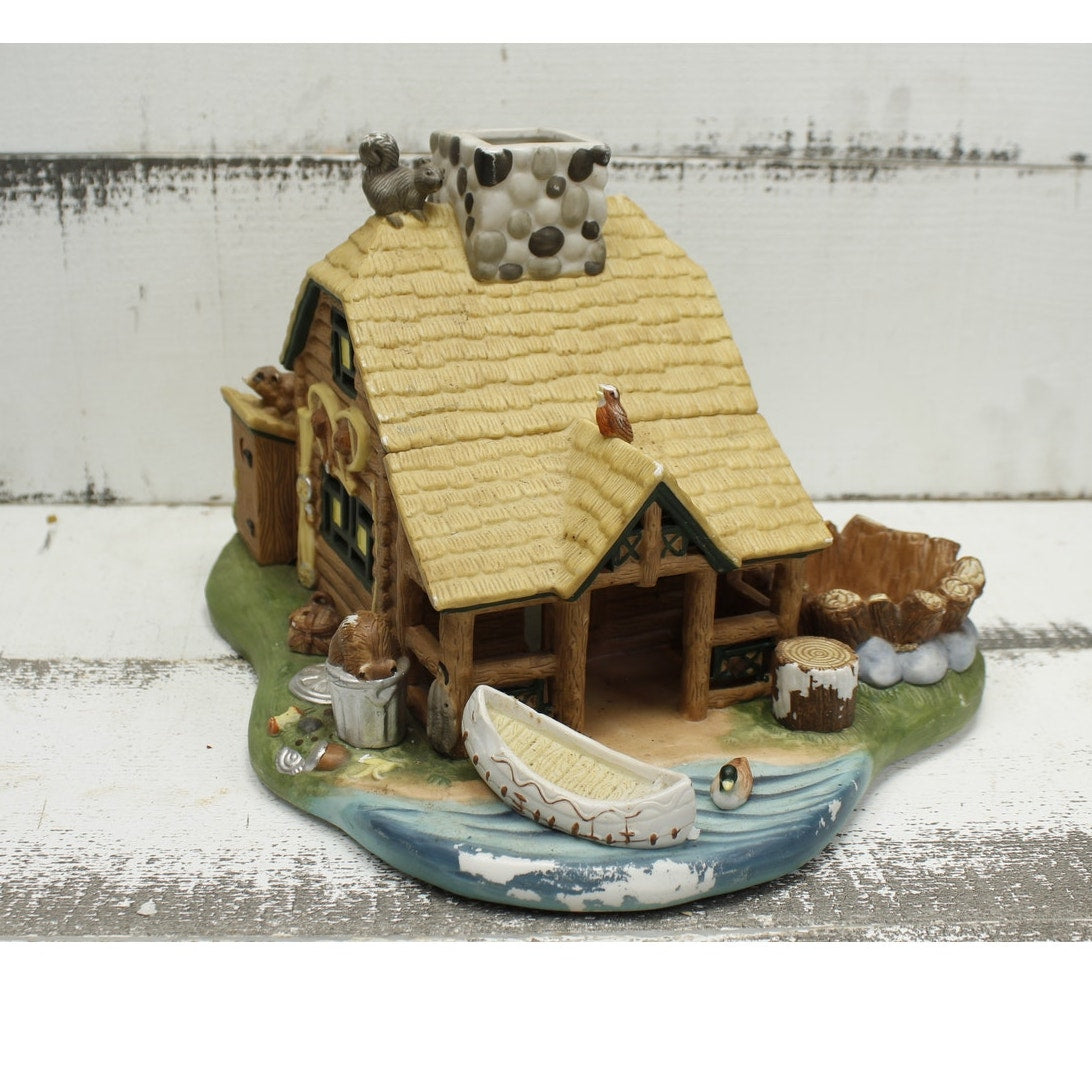 Partylite Cabin/Gone Fishing Tealight House Vintage 90s Retired