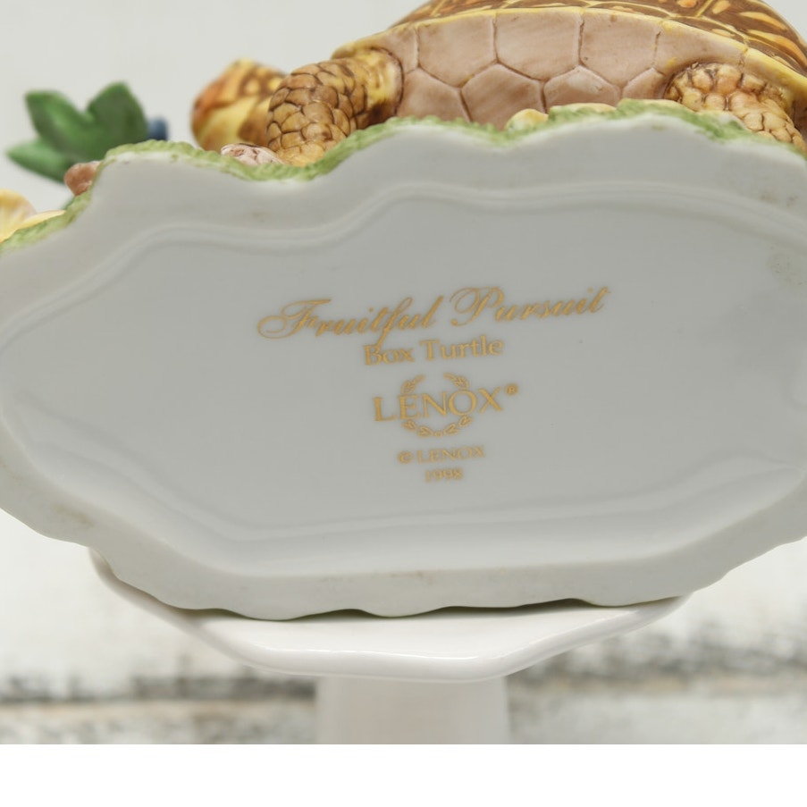 Vintage Lenox Porcelain Fruitful Pursuit "Box Turtle" Figurine