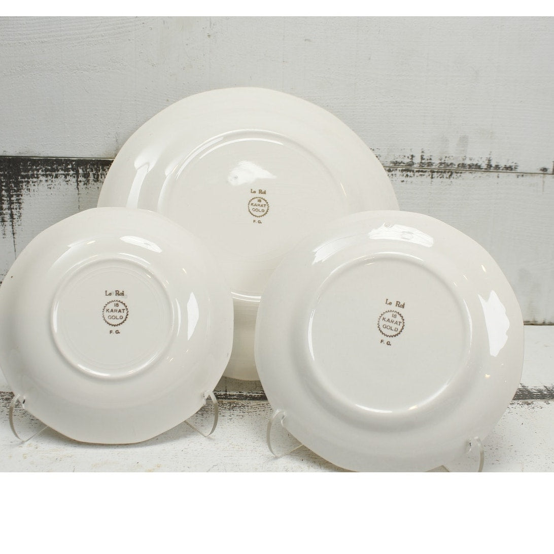 La Roi French China 18K Gold Trim 3 Plates