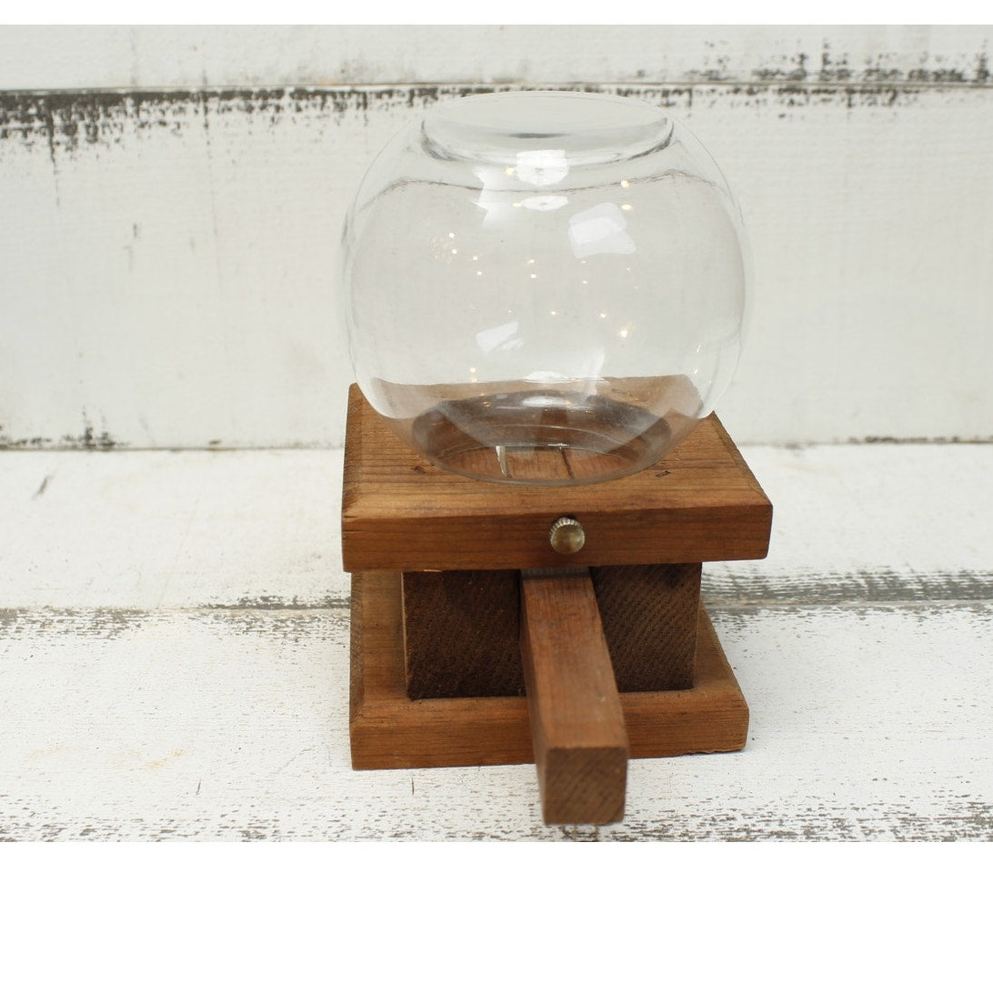 Wood and Glass Candy Dispenser Vintage