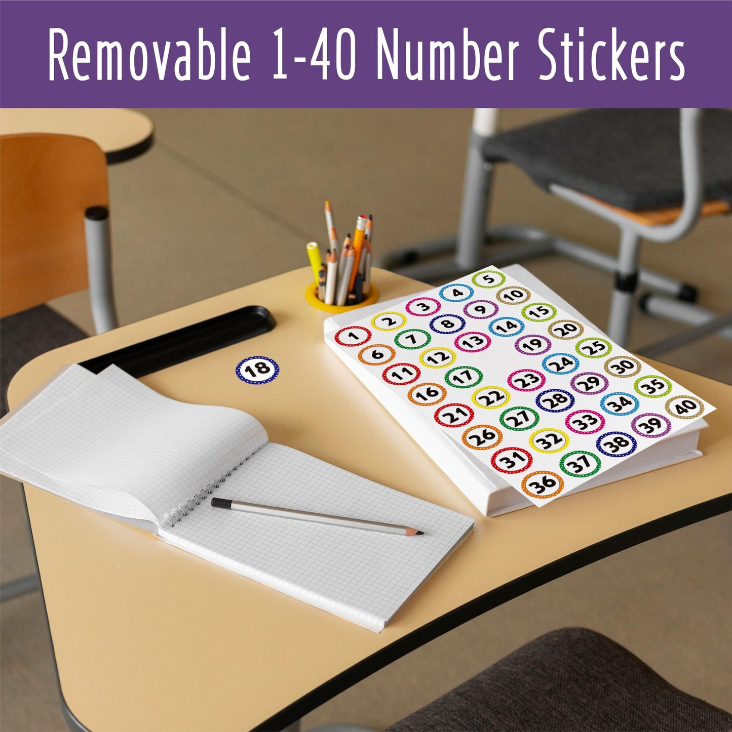 800 PCS 1-40 Number Stickers, Polka Dot Water/Oil/Tear Resistant Consecutive Number Labels, Remove Without Residue for Indoor, Outdoor, Office, Classroom, Storage, Organizing, Boxes (1”, 20 Sheets)