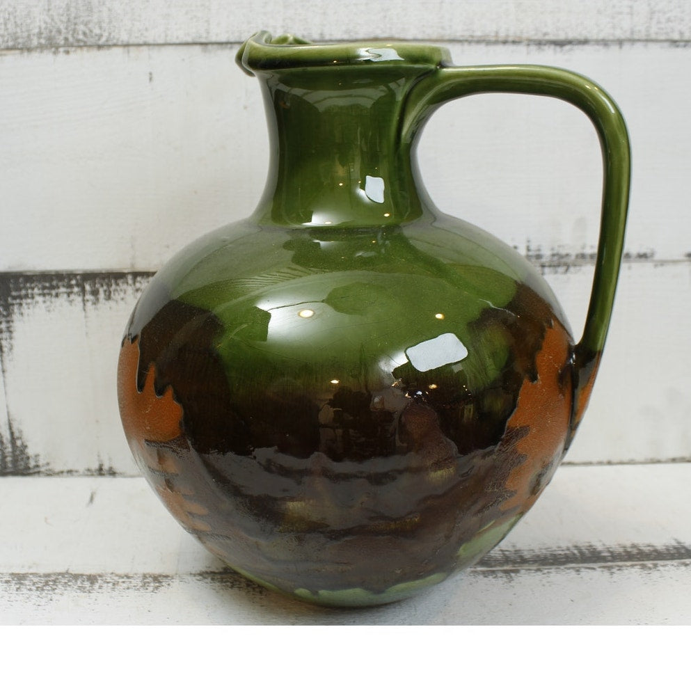 Royal Haeger Vintage Earth Wrap Green Orange Brown Pottery Pitcher