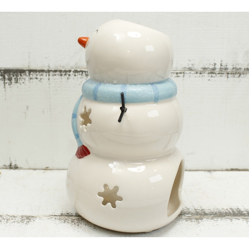 Snowman Tea Light Candle Holder Ceramic
