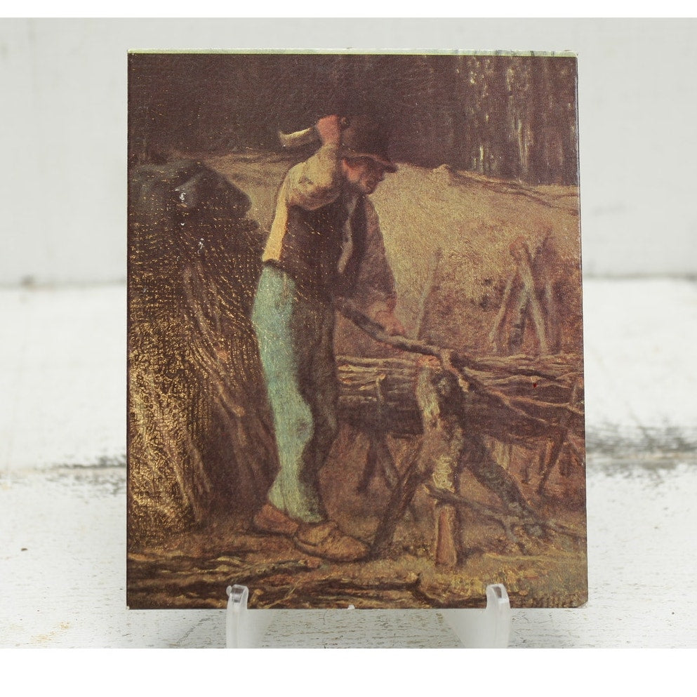 Jean Francois Millet "The Wood Cutter" Print on Board Mini
