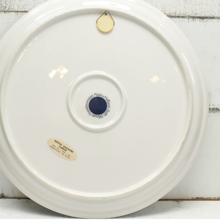 Vintage Delft Collector Plate Platter Blauw Hand Decorated Ceramic