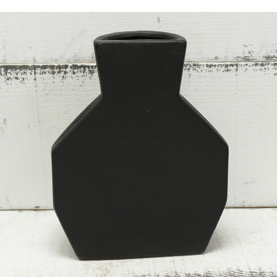 Contemporary Black Potter Half Vase 7.5"