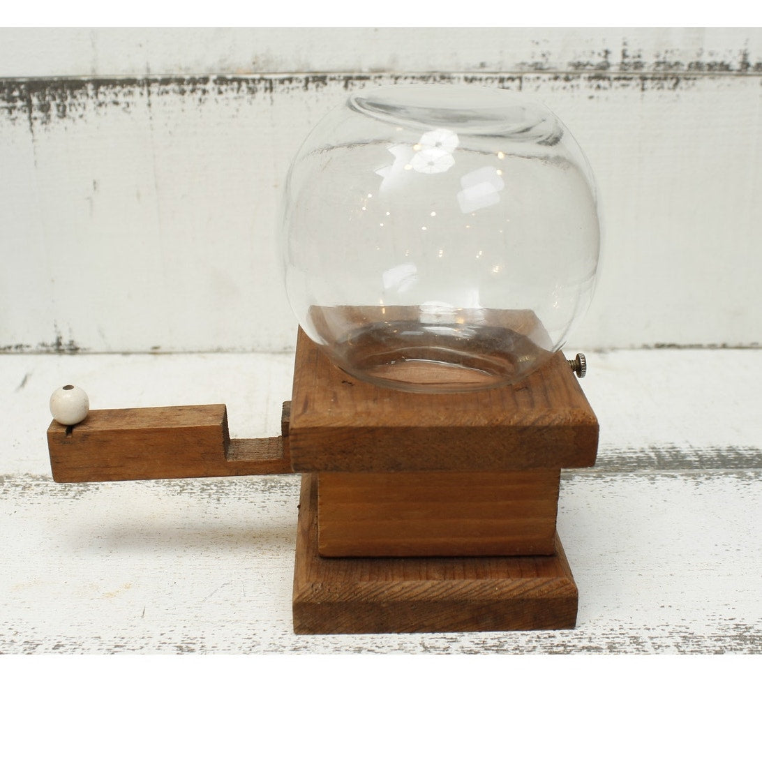 Wood and Glass Candy Dispenser Vintage