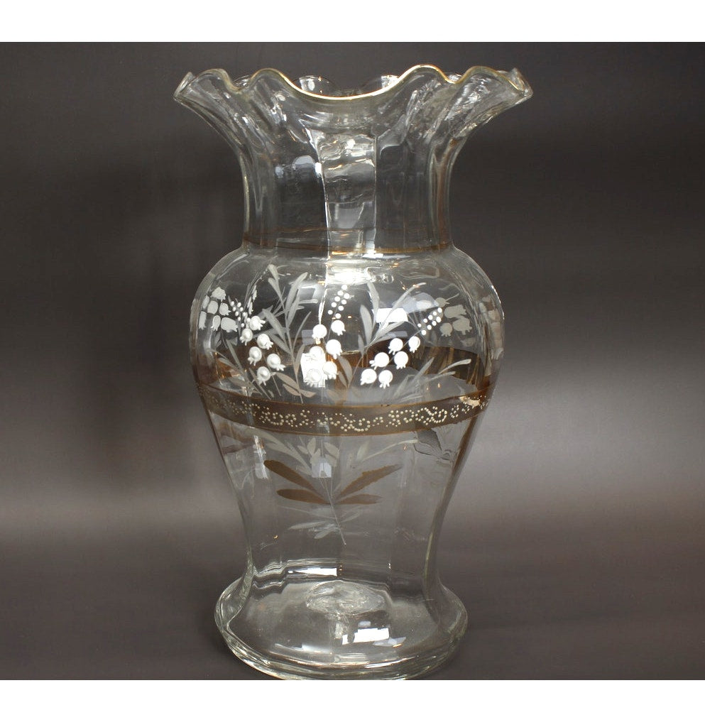 Victorian Era Glass Pitcher and 3 Glasses
