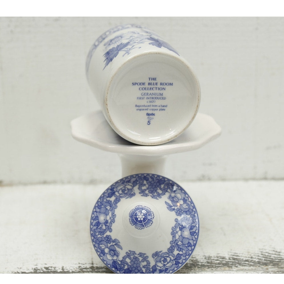 Spode Blue Room Collection Rosemary Spice Jar with Lid "Geranium"