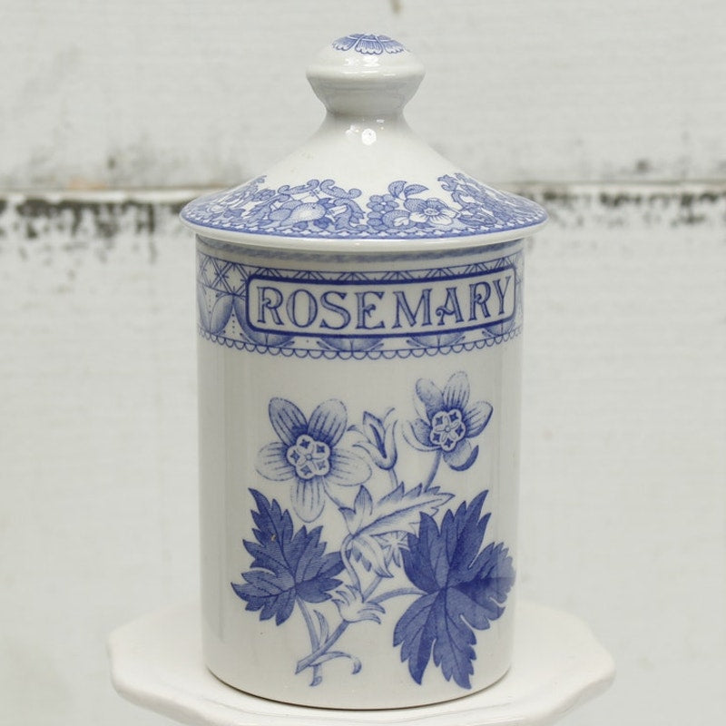 Spode Blue Room Collection Rosemary Spice Jar with Lid "Geranium"