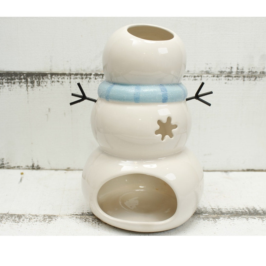 Snowman Tea Light Candle Holder Ceramic