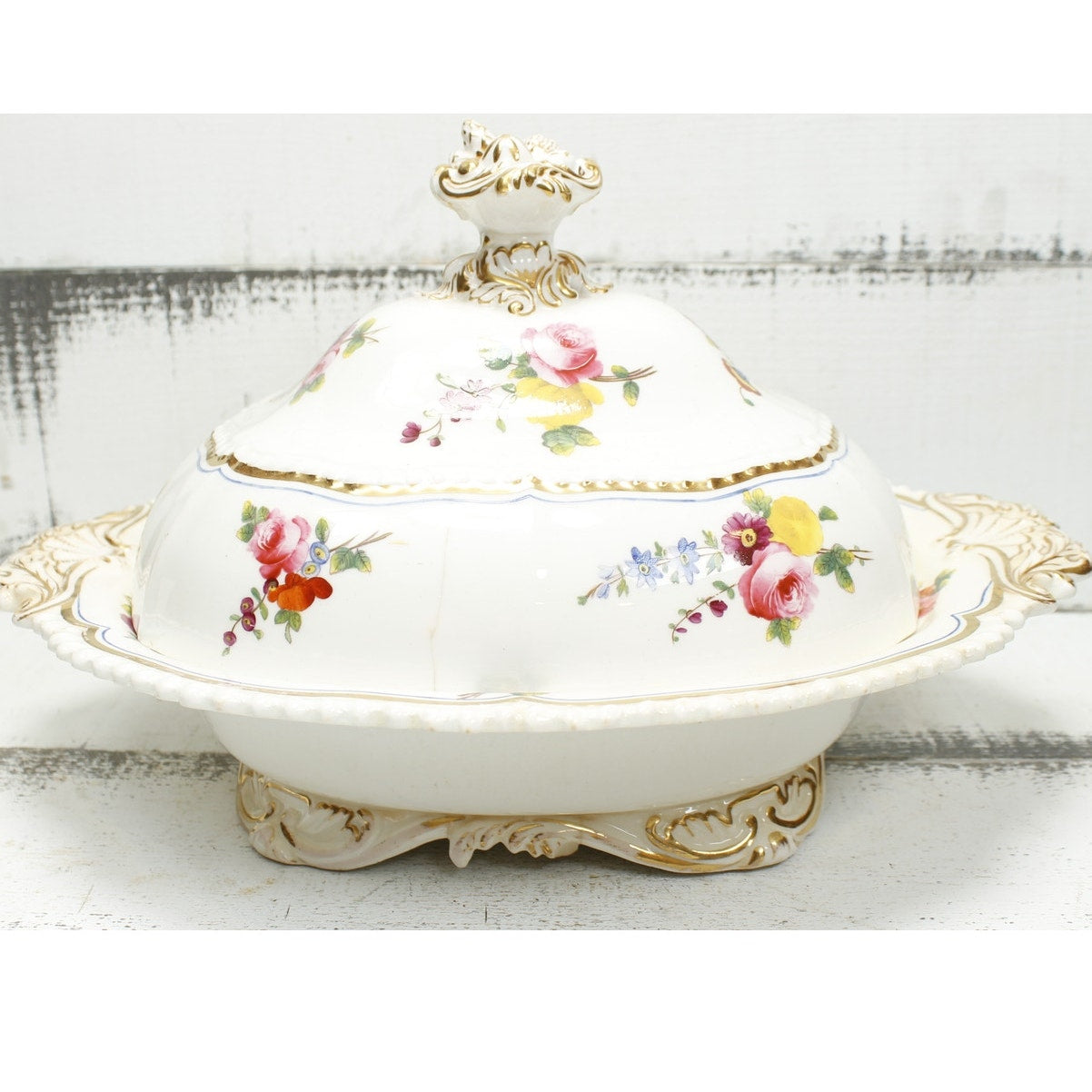 Antique English Dinnerware Serving Bowl with Lid