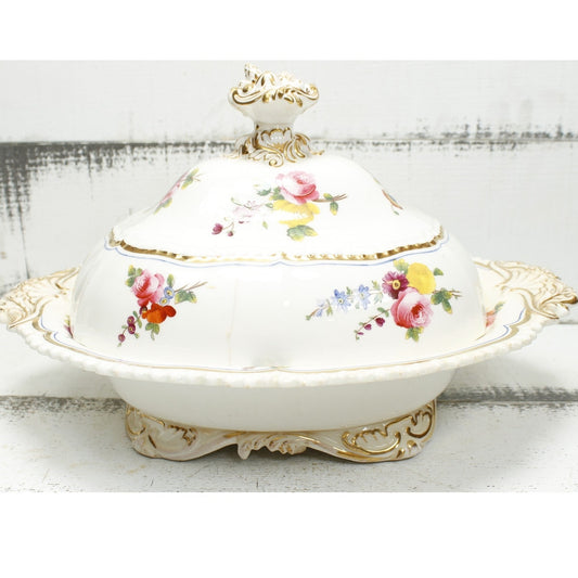 Antique English Dinnerware Serving Bowl with Lid