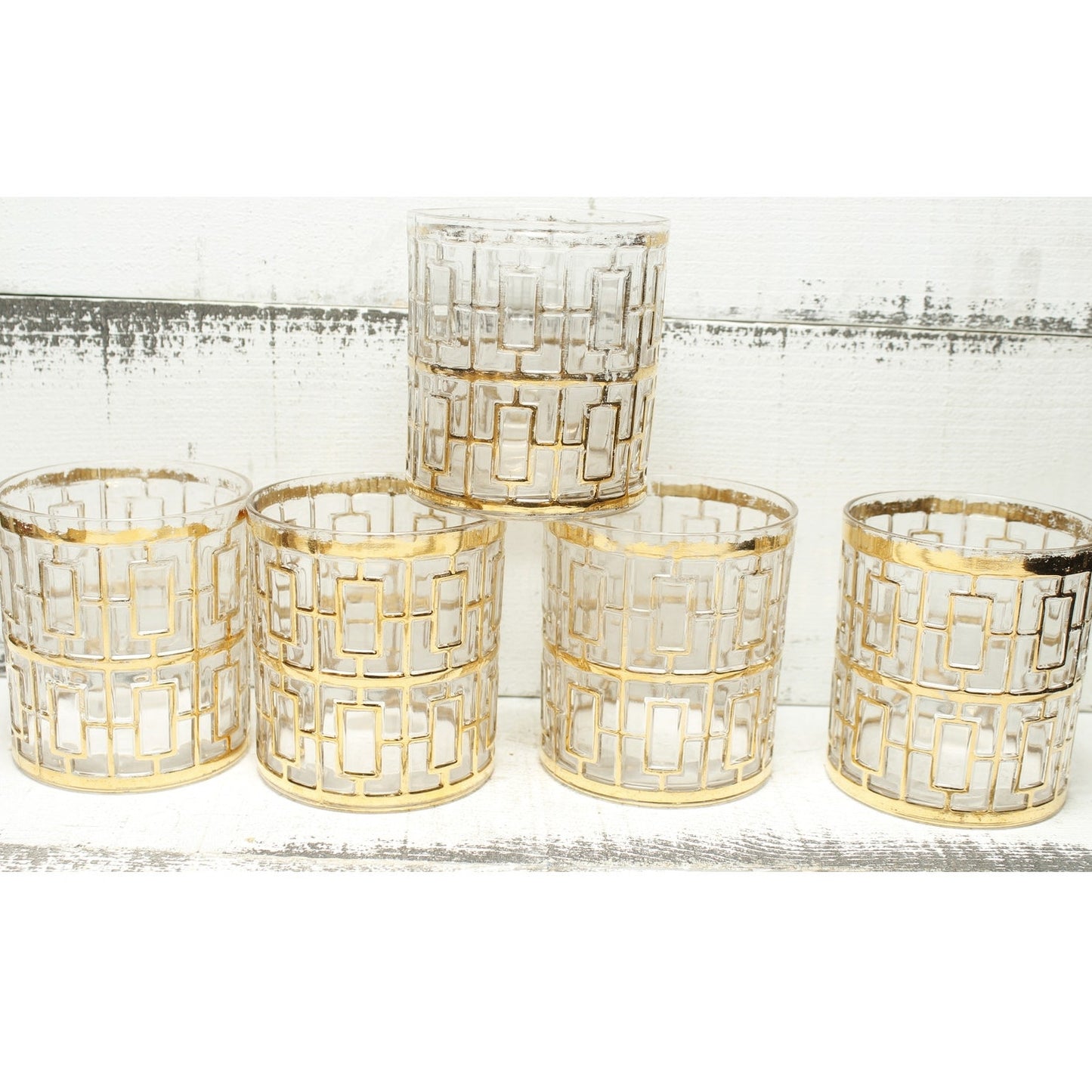 Imperial Glass Shoji Trelis Decanter , Shaker, 9 Glasses  11 piece set MCM