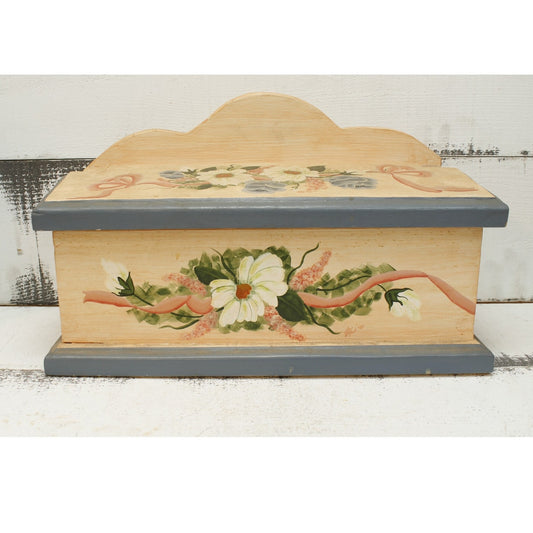 Handpainted Wooden Box with Hinged Lid Floral