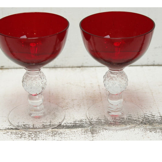 Morgantown Golf Ball Spanish Red Champagne Cordial Glasses