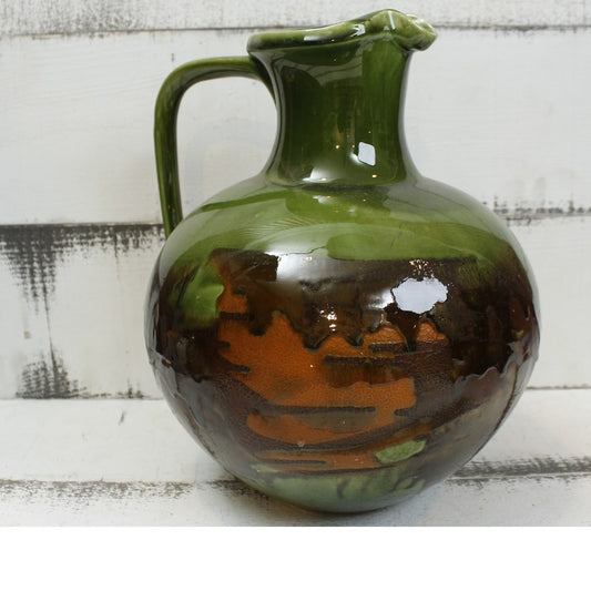 Royal Haeger Vintage Earth Wrap Green Orange Brown Pottery Pitcher