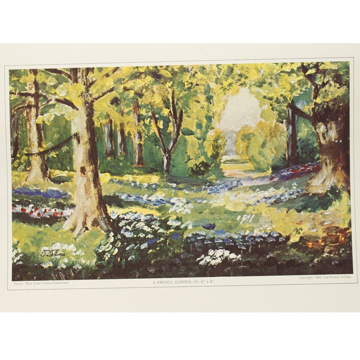 A French Garden Dwight D. Eisenhower Painting Print circa 1952