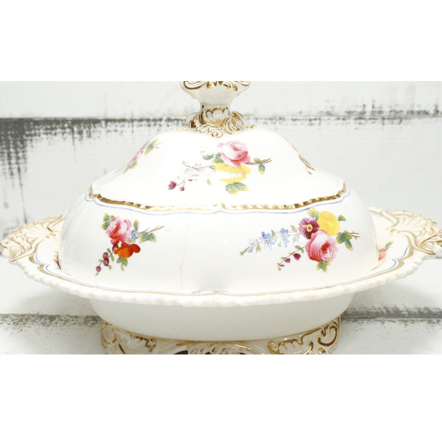 Antique English Dinnerware Serving Bowl with Lid