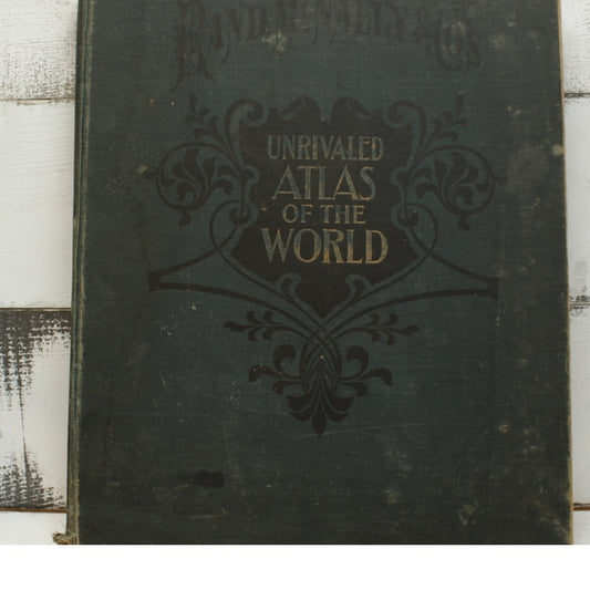1915 Rand McNally & Co. USA Unrivaled Atlas of the World Book Antique