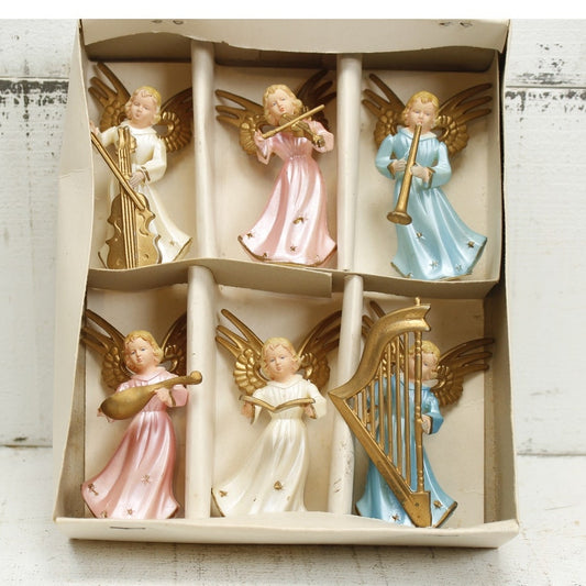 Vintage Six Angel Musicians Hand Decorated Hong Kong - OG Box