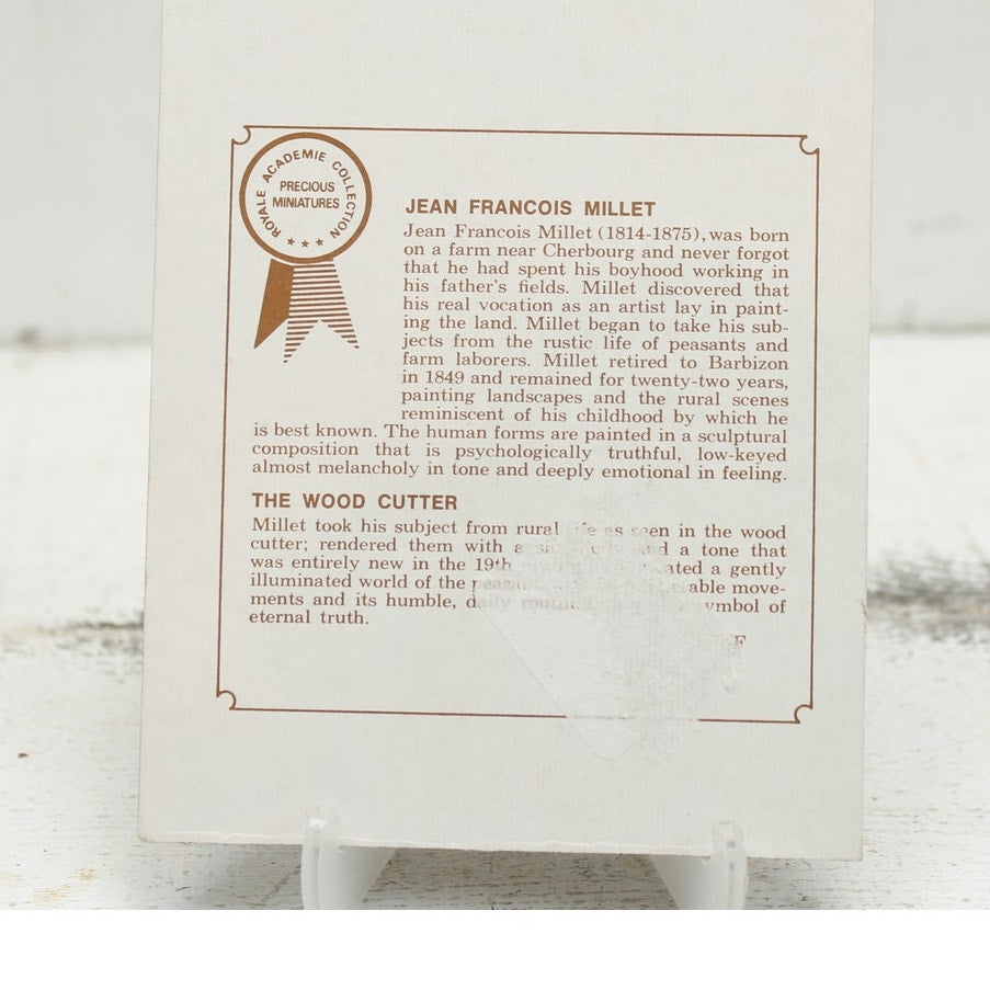 Jean Francois Millet "The Wood Cutter" Print on Board Mini