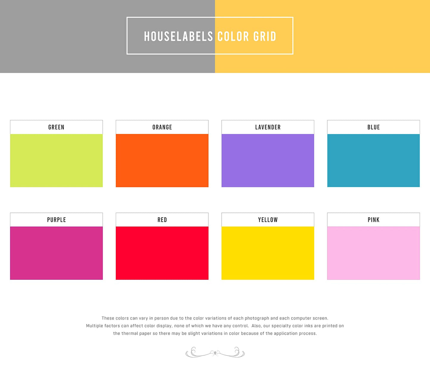 HOUSELABELS 2" x 1" Red, Blue, Yellow, Green, Orange Barcode Labels on 1" Core Compatible with Zebra and Rollo Printers, 5 Rolls / 1,300 Labels per Roll