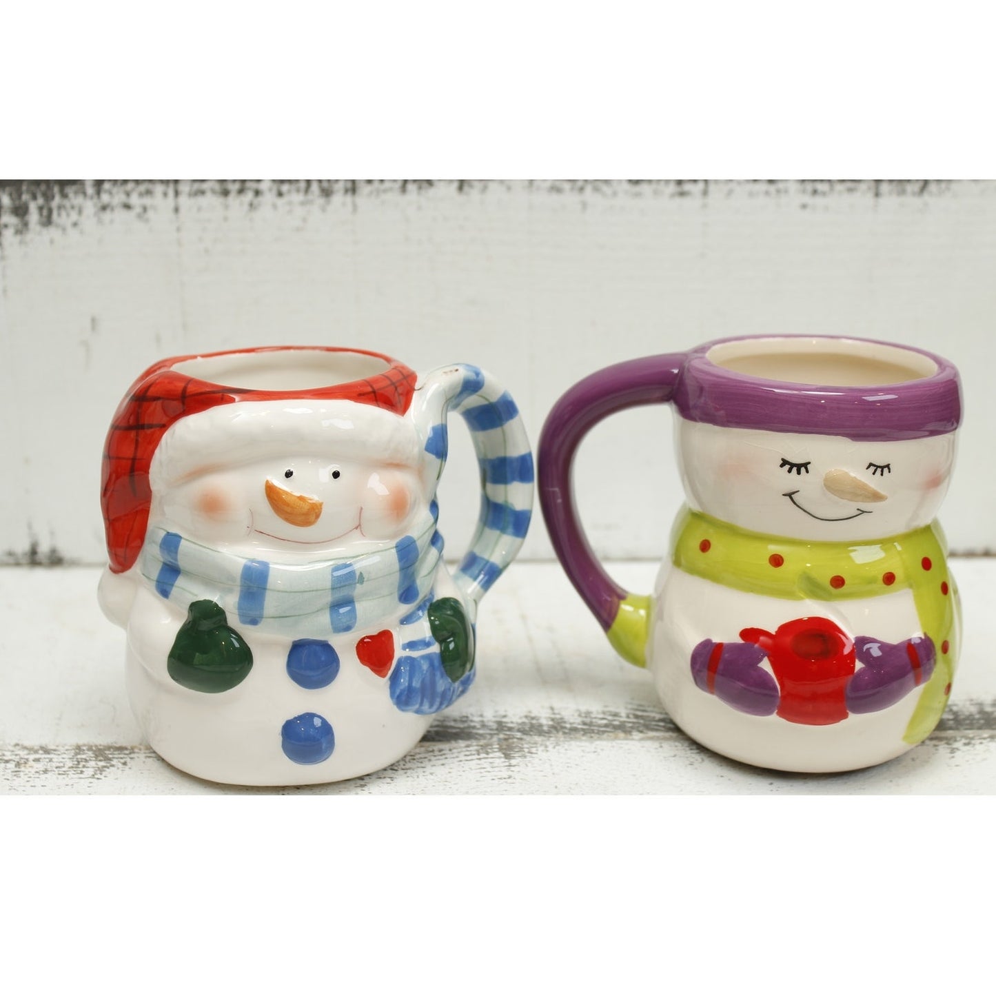 Two Snowman/Woman Mugs Christmas