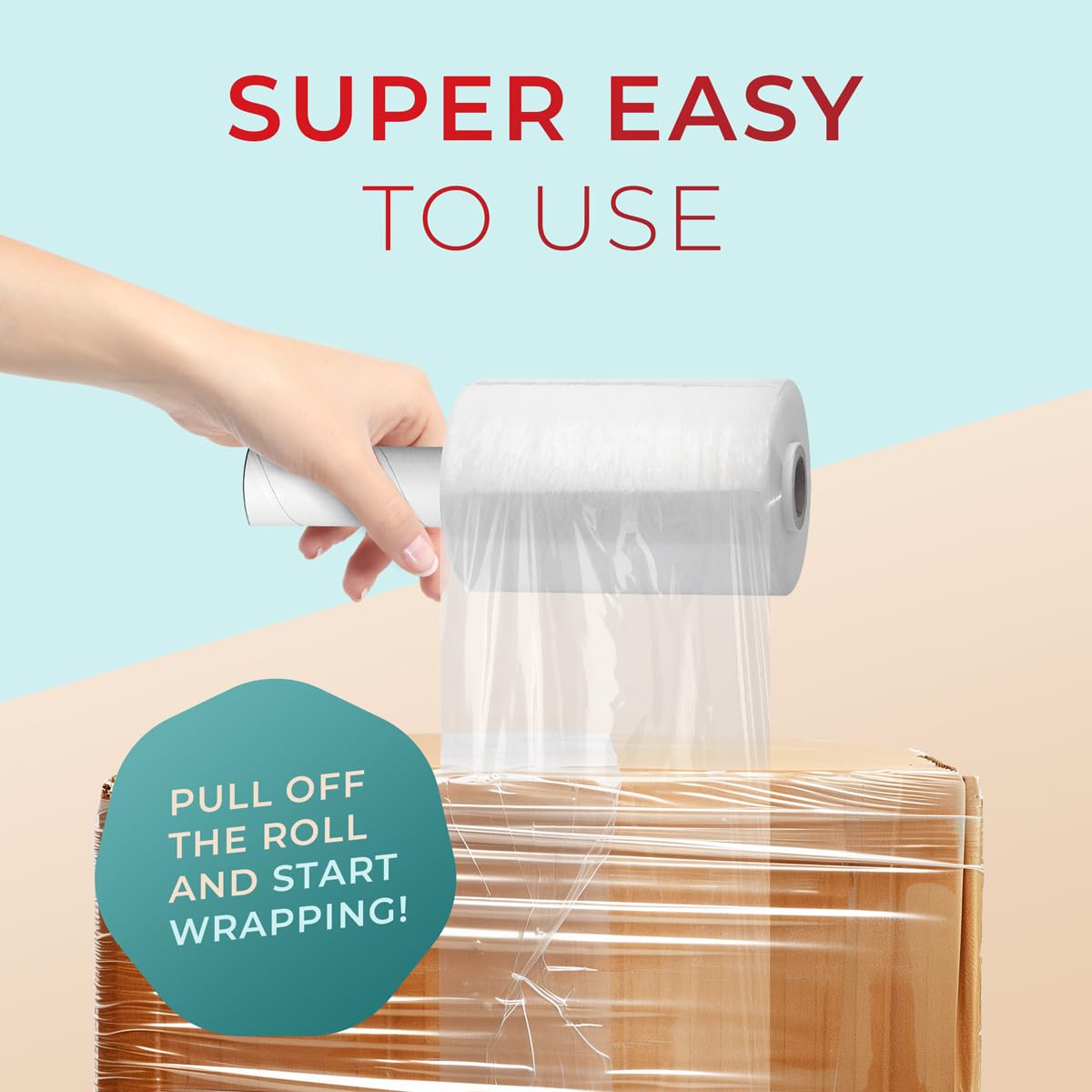 Stretch Packing Wrap, Mini Stretch Wrap Roll, Plastic Pallet Shrink Film with Handle- 5" x 1000" & 80 Gauge Thick + Hybrid Technology with Dispenser (12-Pack)