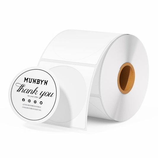 MUNBYN 2 Inch Circle Thermal Sticker Labels, Self-Adhesive Round Direct Thermal Labels for Business, 750 Sheets/1 Roll