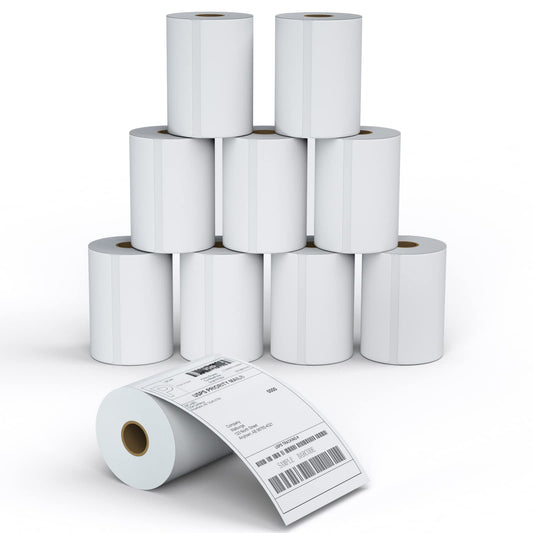 MFLABEL 10 Rolls 4x6 Direct Thermal Blank Shipping Labels for Thermal Printer Shipping Labels with Perforated