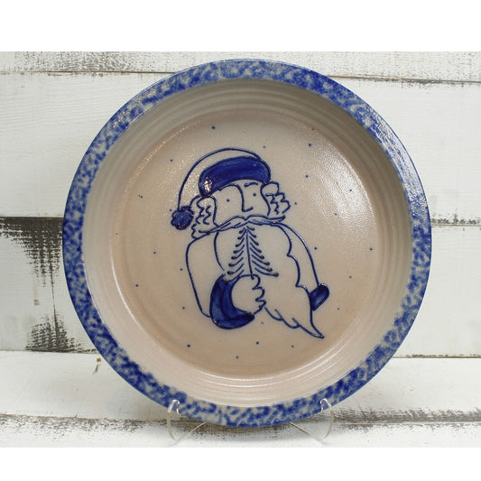 Eldreth Pottery Vintage Christmas 1993 Salt Glazed Santa Pie Plate