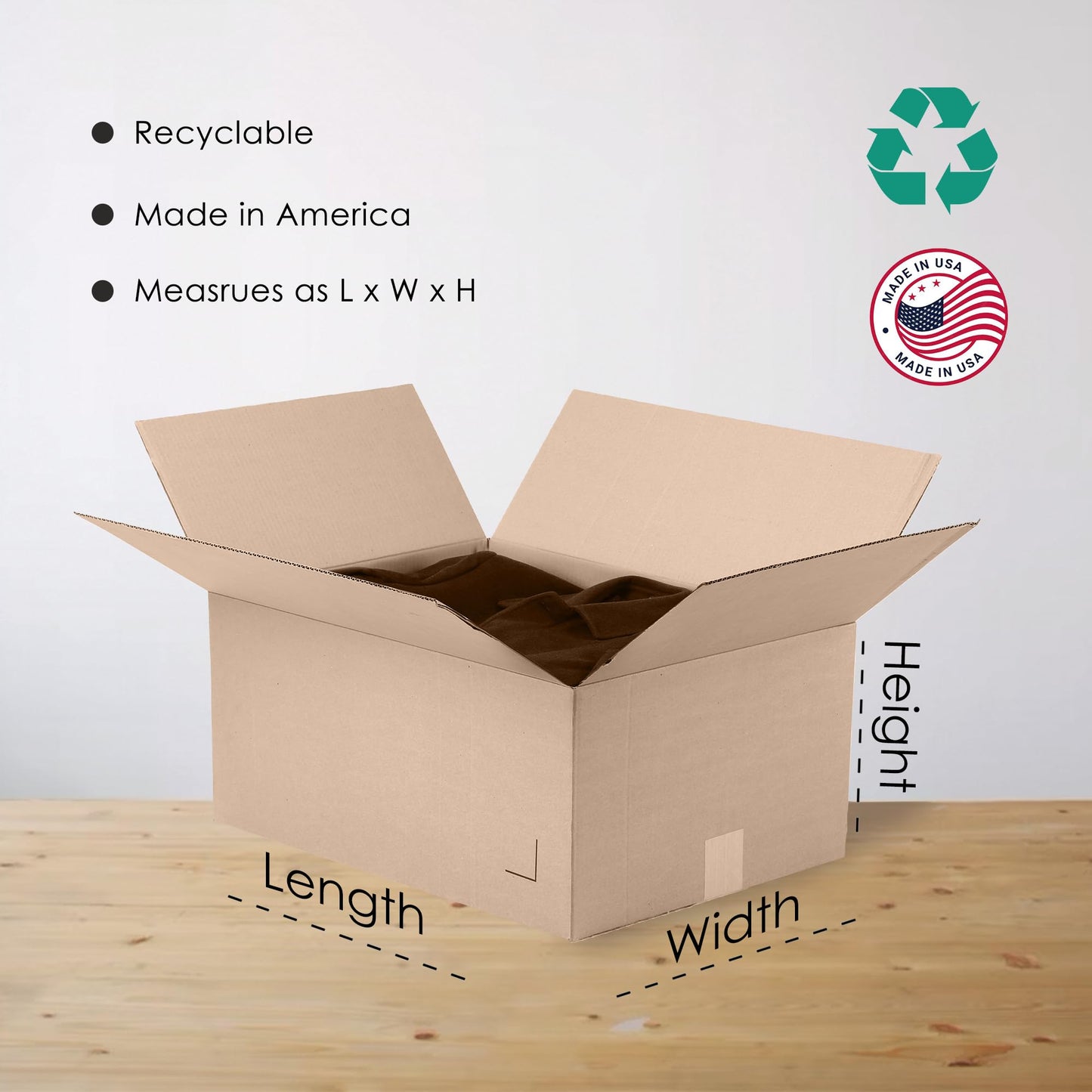 The Boxery 14"x12"x10" Brown/Kraft Corrugated Cardboard Shipping Boxes 25-Pack | Mailing, Packing, Moving & Storage for Business/Home – Durable - Eco-Friendly, Recyclable - Made in the USA