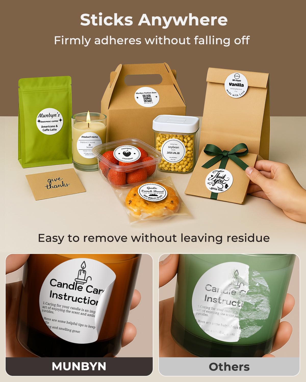 MUNBYN 2 Inch Circle Thermal Sticker Labels, Self-Adhesive Round Direct Thermal Labels for Business, 750 Sheets/1 Roll