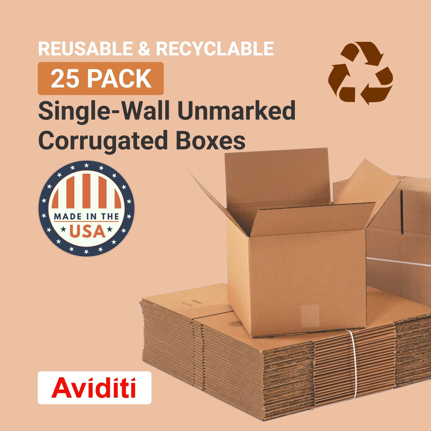 Aviditi Shipping Boxes Small 12"L x 12"W x 12"H, 25-Pack | Corrugated Cardboard Box for Packing, Moving and Storage