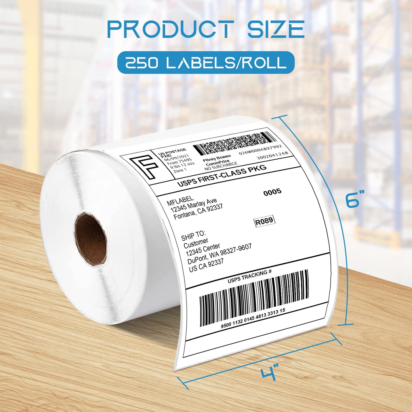 MFLABEL 10 Rolls 4x6 Direct Thermal Blank Shipping Labels for Thermal Printer Shipping Labels with Perforated