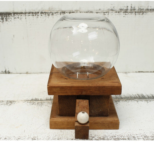 Wood and Glass Candy Dispenser Vintage