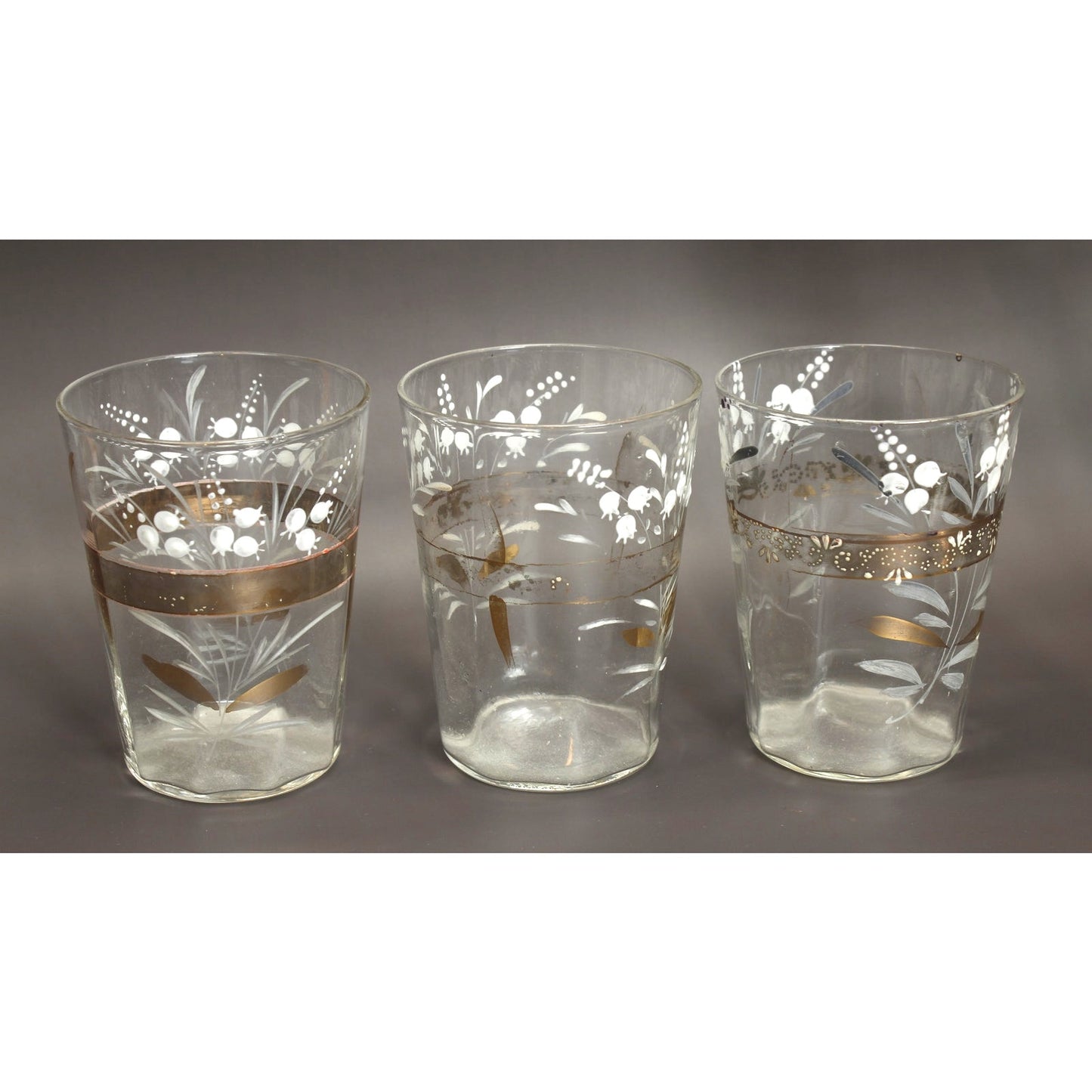 Victorian Era Glass Pitcher and 3 Glasses