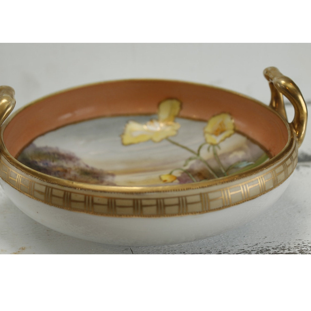 Antique Nippon Hand Painted Bowl Flower and Water Scene circa 1910s