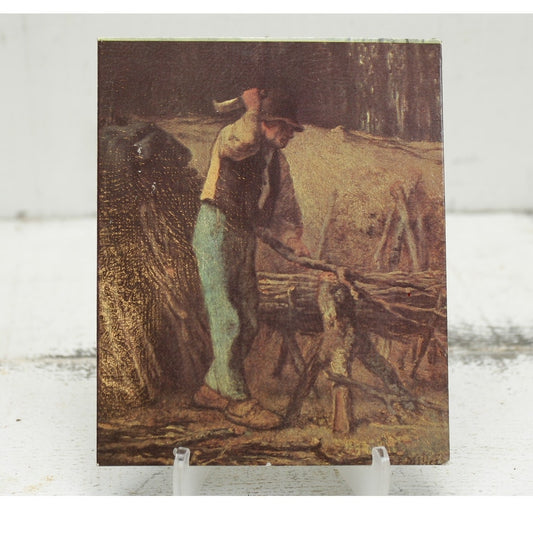 Jean Francois Millet "The Wood Cutter" Print on Board Mini