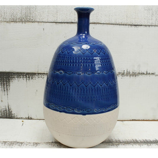 Vintage Mid Century Modern Bitossi Stlye Blue and White Vase Ceramiche Tadinate Italy