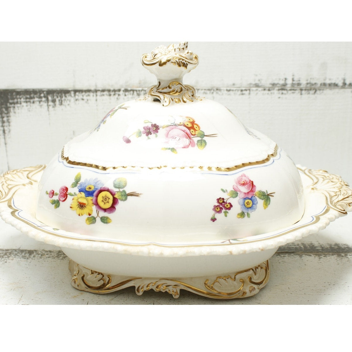 Antique English Dinnerware Serving Bowl with Lid