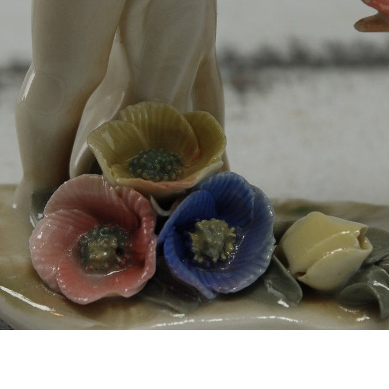 Antique Karls Ens Volkstedt Germany Child & Goose Porcelain Figurine c1920